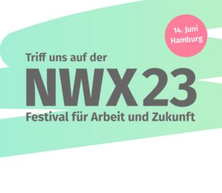 ASSMANN HOME x NWX23 Grafik zur Veranstaltung NWX23 mit dem Text 'Triff uns auf der NWX23 – Festival für Arbeit und Zukunft' und Datum '14. Juni Hamburg'