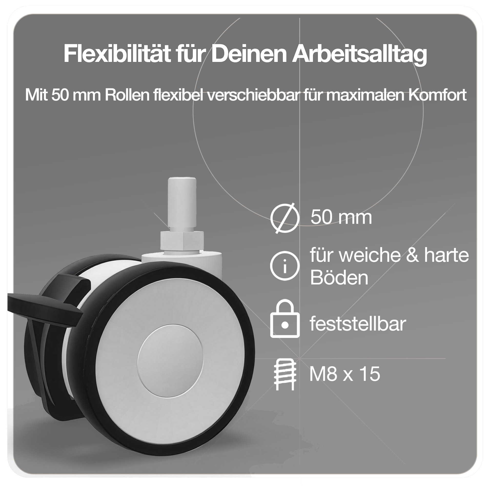 Rollenset für Schreibtisch Y-Line und Pitino