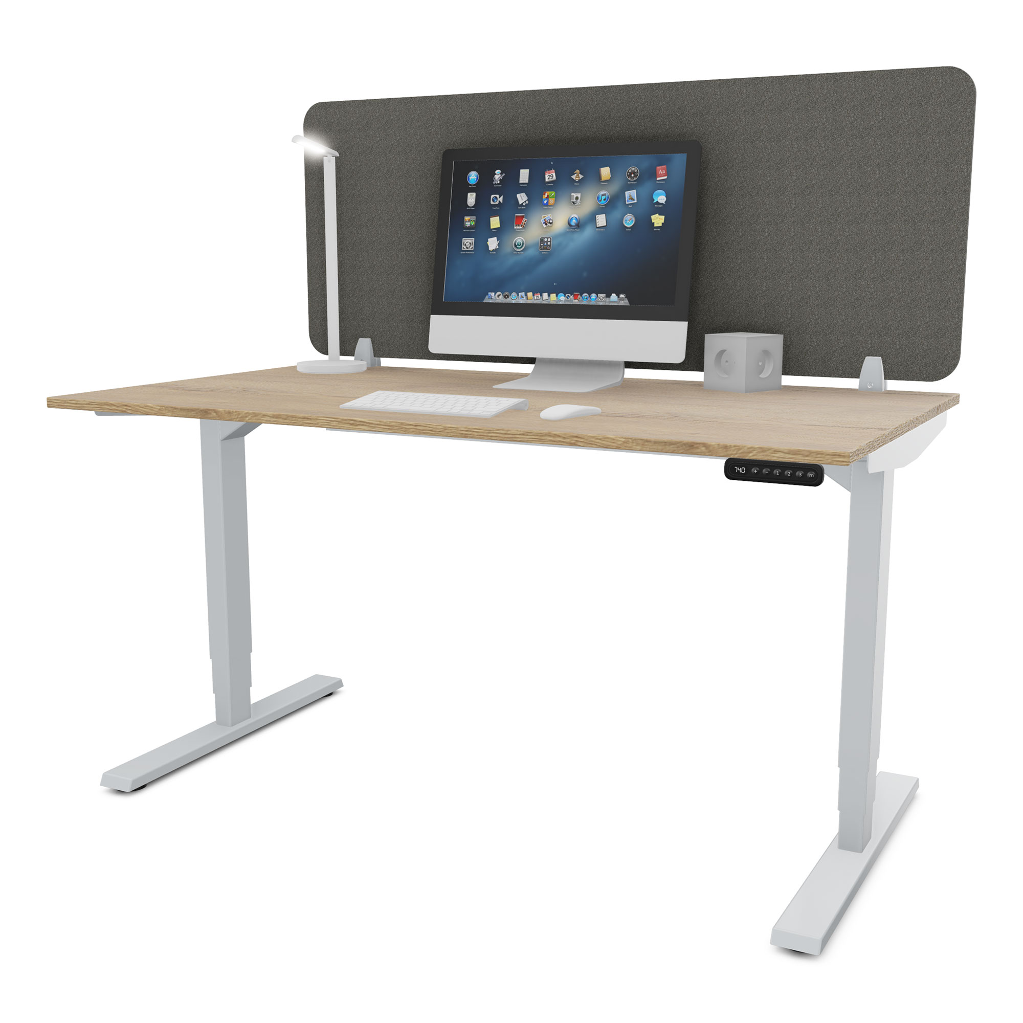 Schreibtischtrennwand VITECO 160cm Sesame Weißaluminium