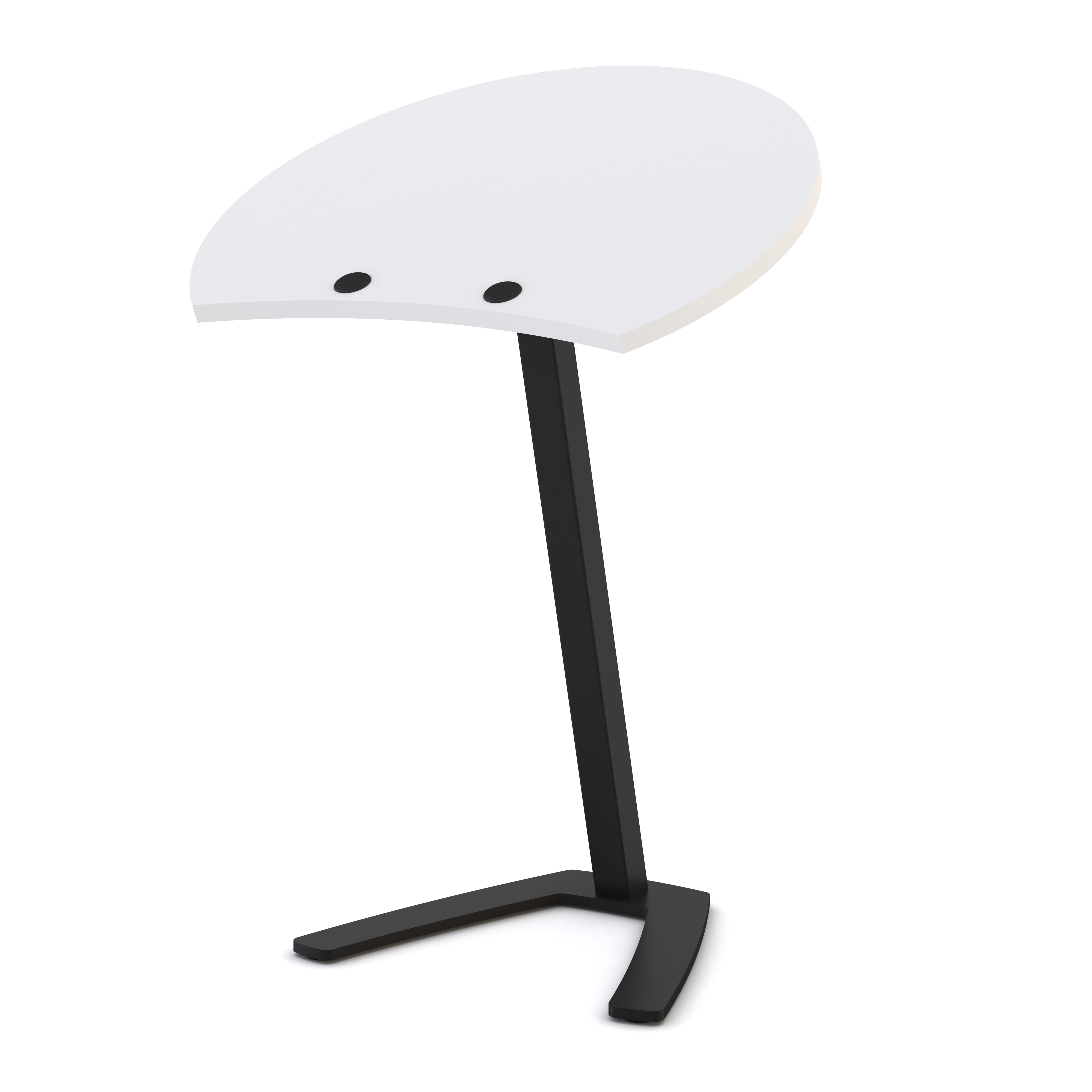 Stehstützhocker mit schwarzem Gestell und weißer Sitzfläche in modernem Design.