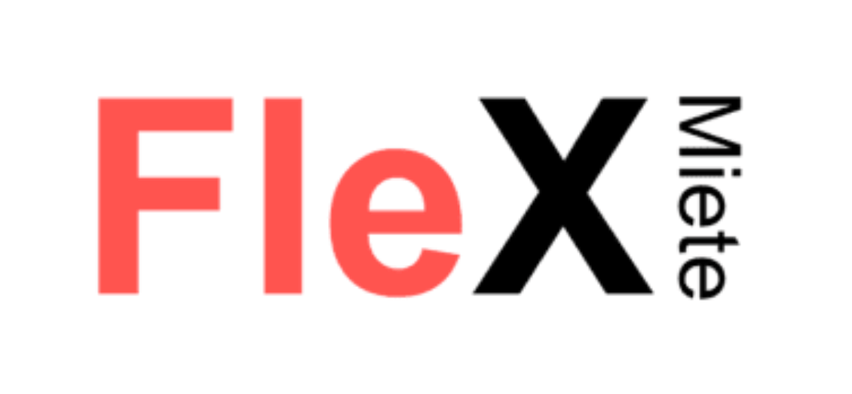 FleX Miete Varianten-Logo mit hervorgehobenem roten 'Fle' Schriftzug
