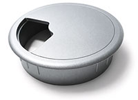 Weißaluminiumfarbene Kabeldurchlassbuchse