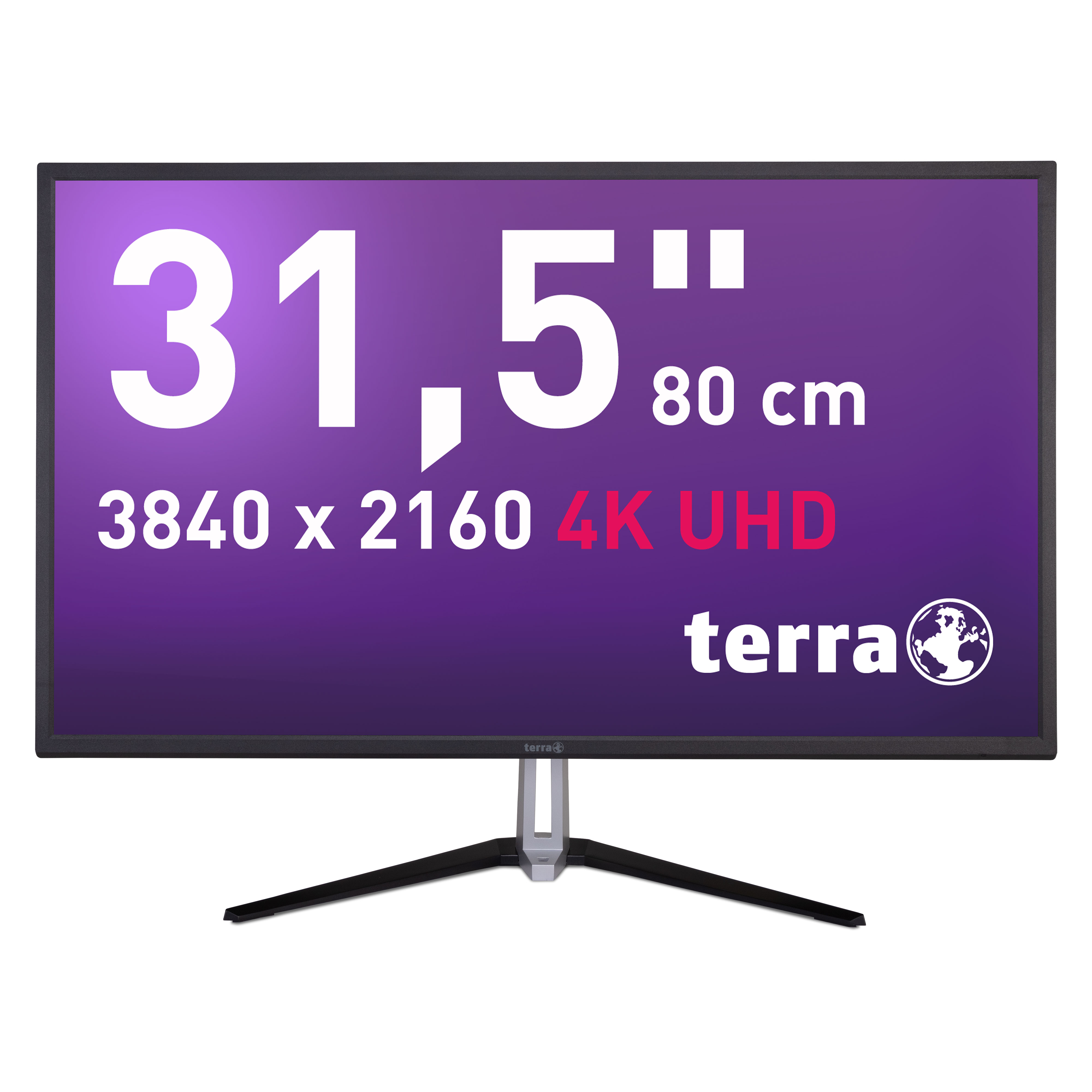 Monitor TERRA 31,5 Zoll LCD/LED 3290W 4K DP/HDMI/HDR 31,5 Zoll Monitor von Terra mit 4K UHD Auflösung, Frontansicht.