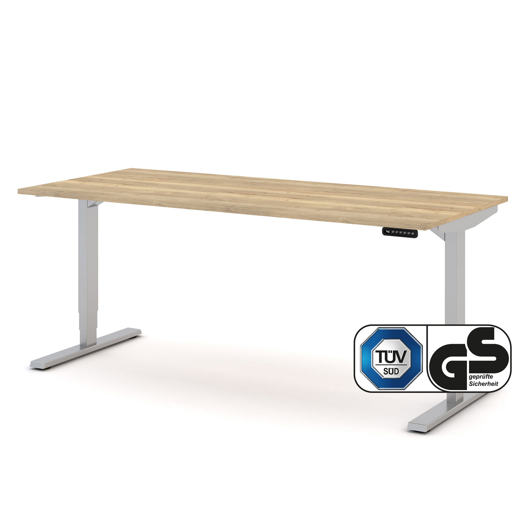 Elektrisch höhenverstellbarer Schreibtisch Y-Line Höhenverstellbarer Tisch mit Holzdekorplatte und TÜV-GS-Zertifizierungssiegel