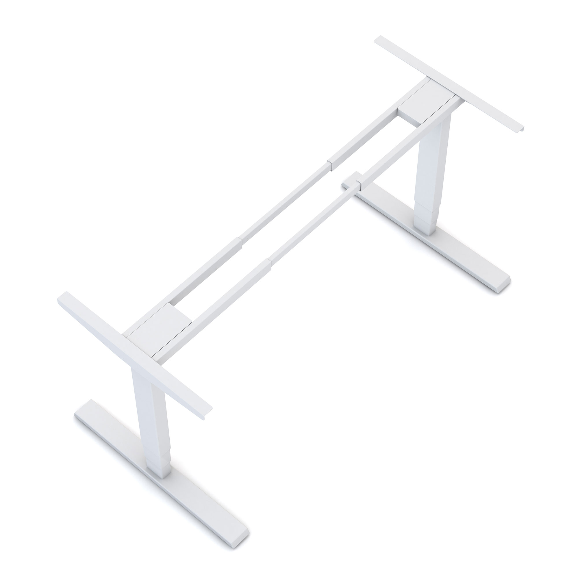 Ein weißes Tischgestell ohne Tischplatte.