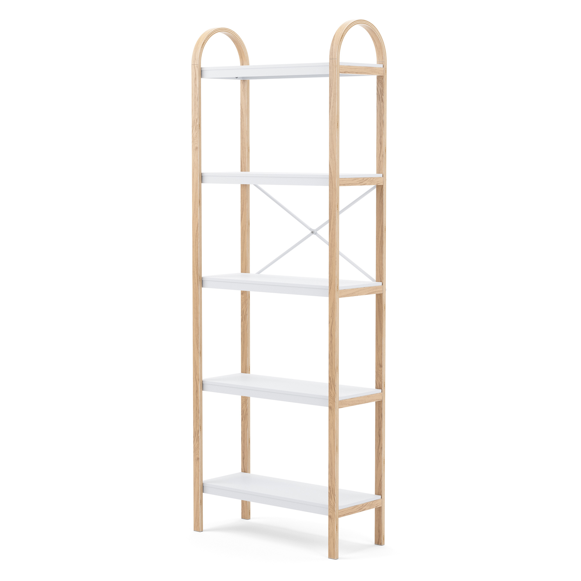 Regal Bellwood Standregal mit fünf weißen Einlegeböden und Seitenteilen in Holzoptik