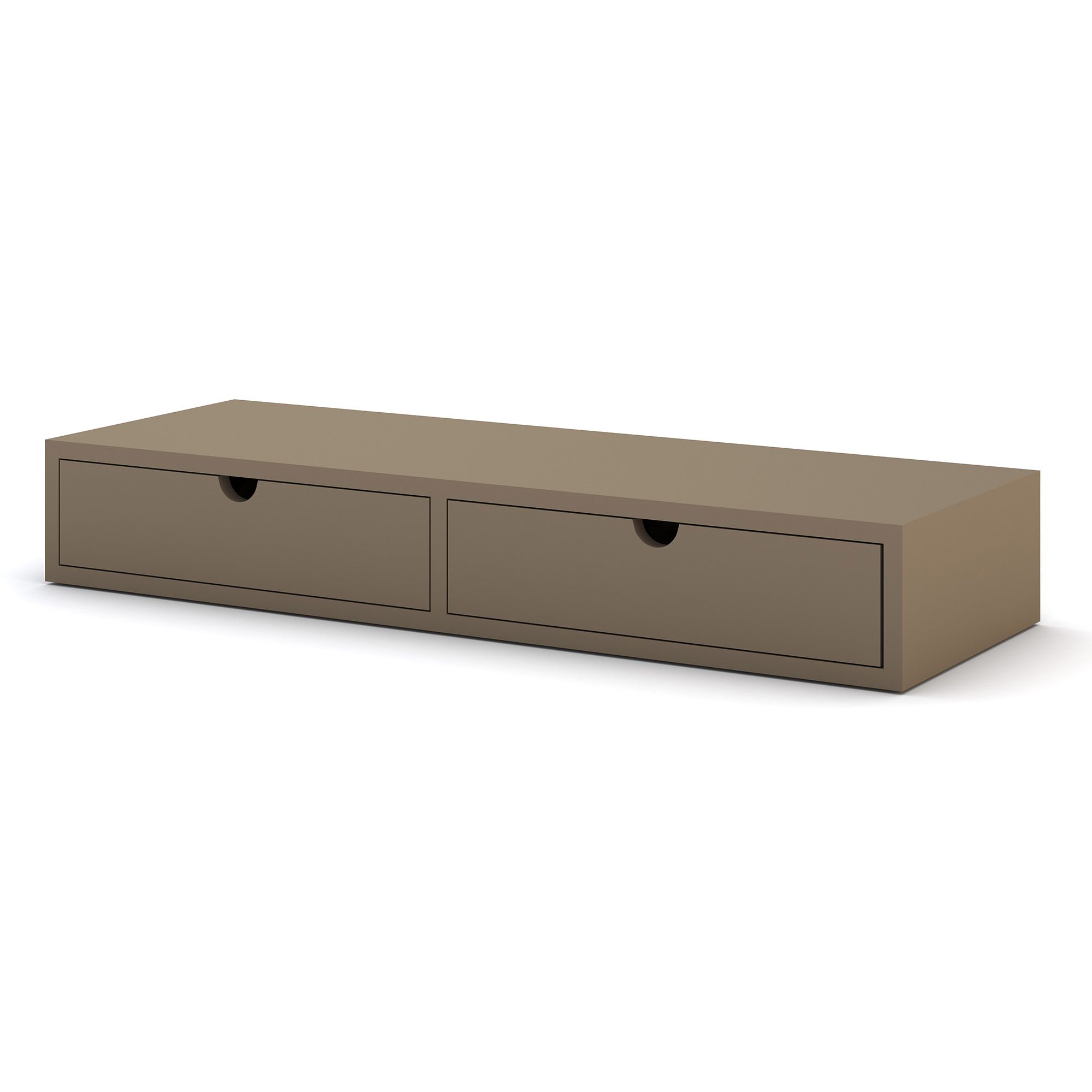 Schubkasten Retaro Schwebende Schubladenbox mit zwei Fächern in Taupe zur Montage unter der Tischplatte