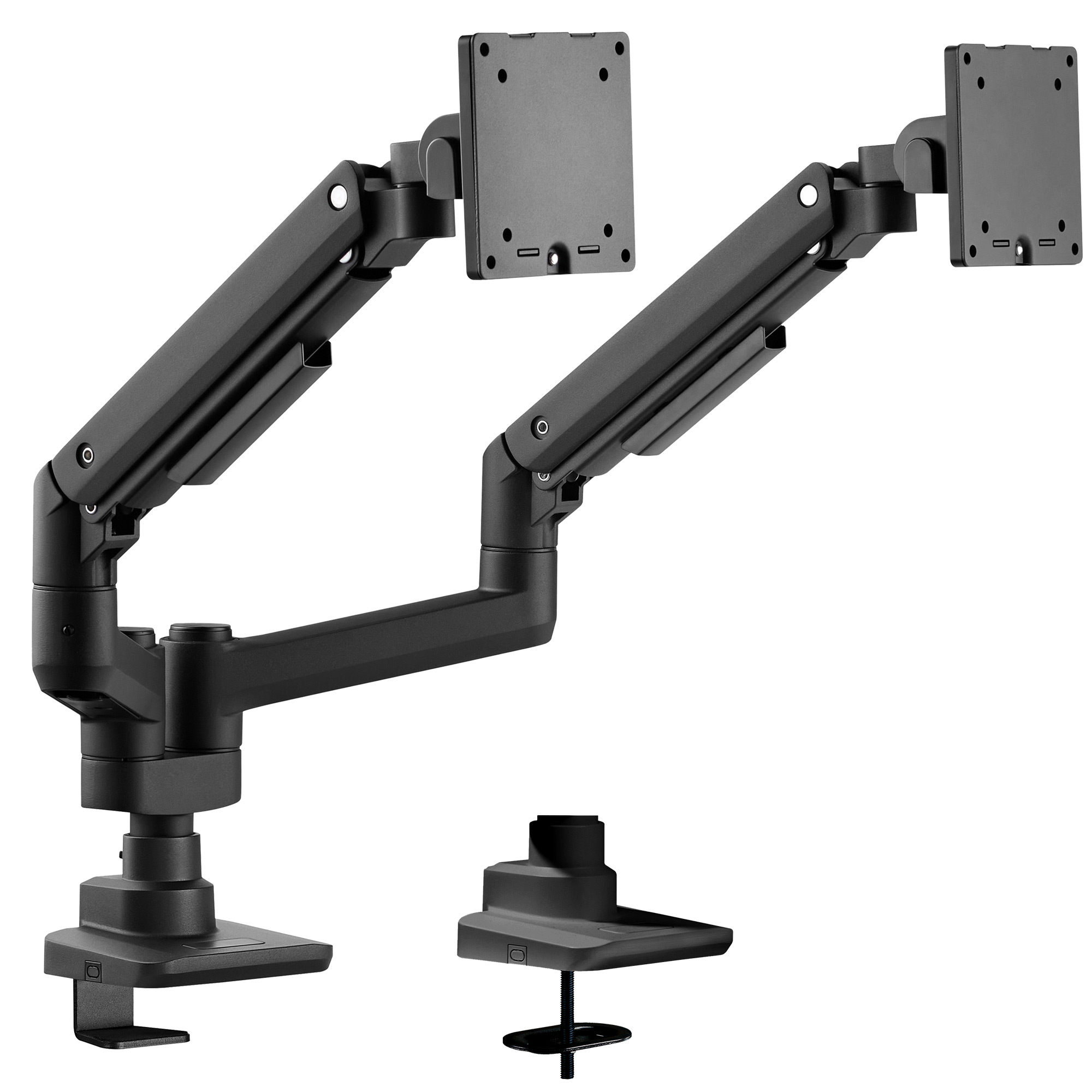 Doppel-Monitorarm in schwarz mit Gasfeder für 2 Monitore 17–35 Zoll  bis je 20kg