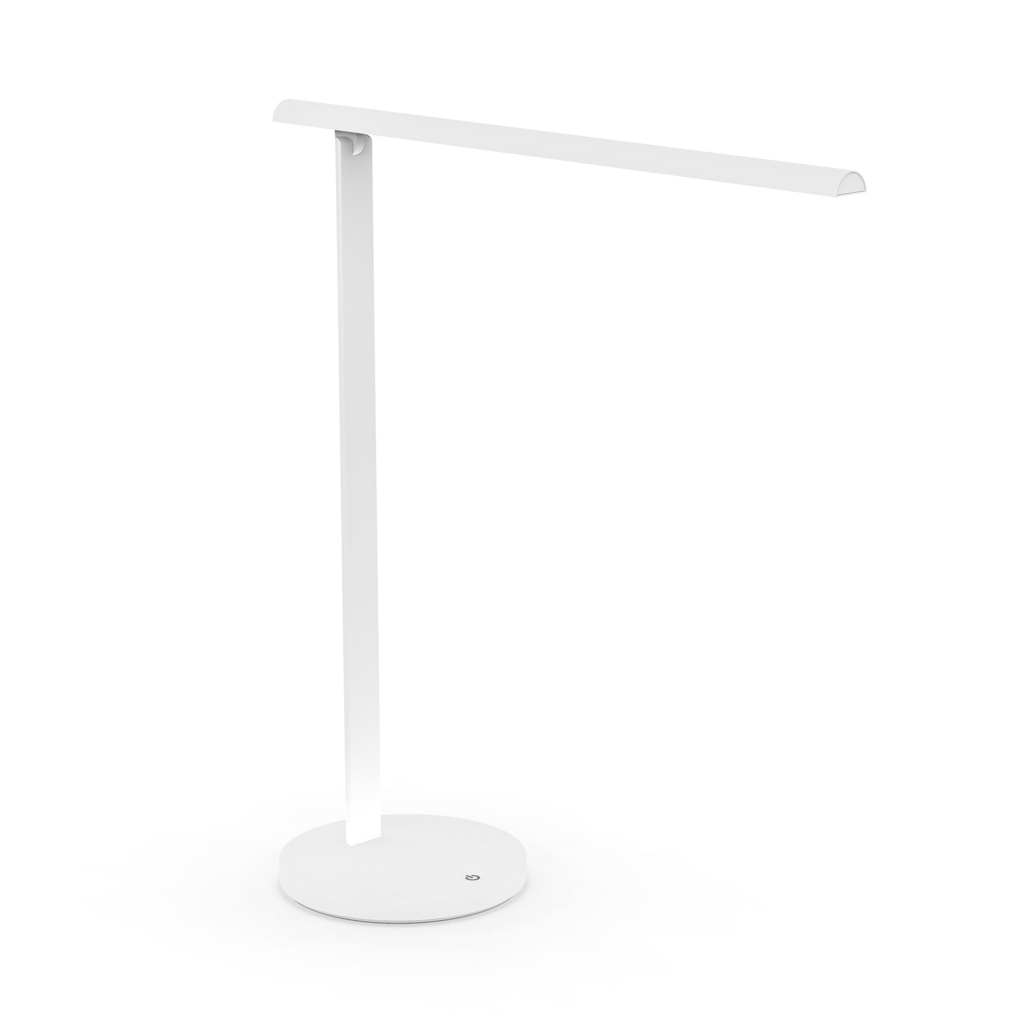 Tischlampe Angle Lamp Eine moderne, weiße Stehlampe mit schmalem, geradem Design.