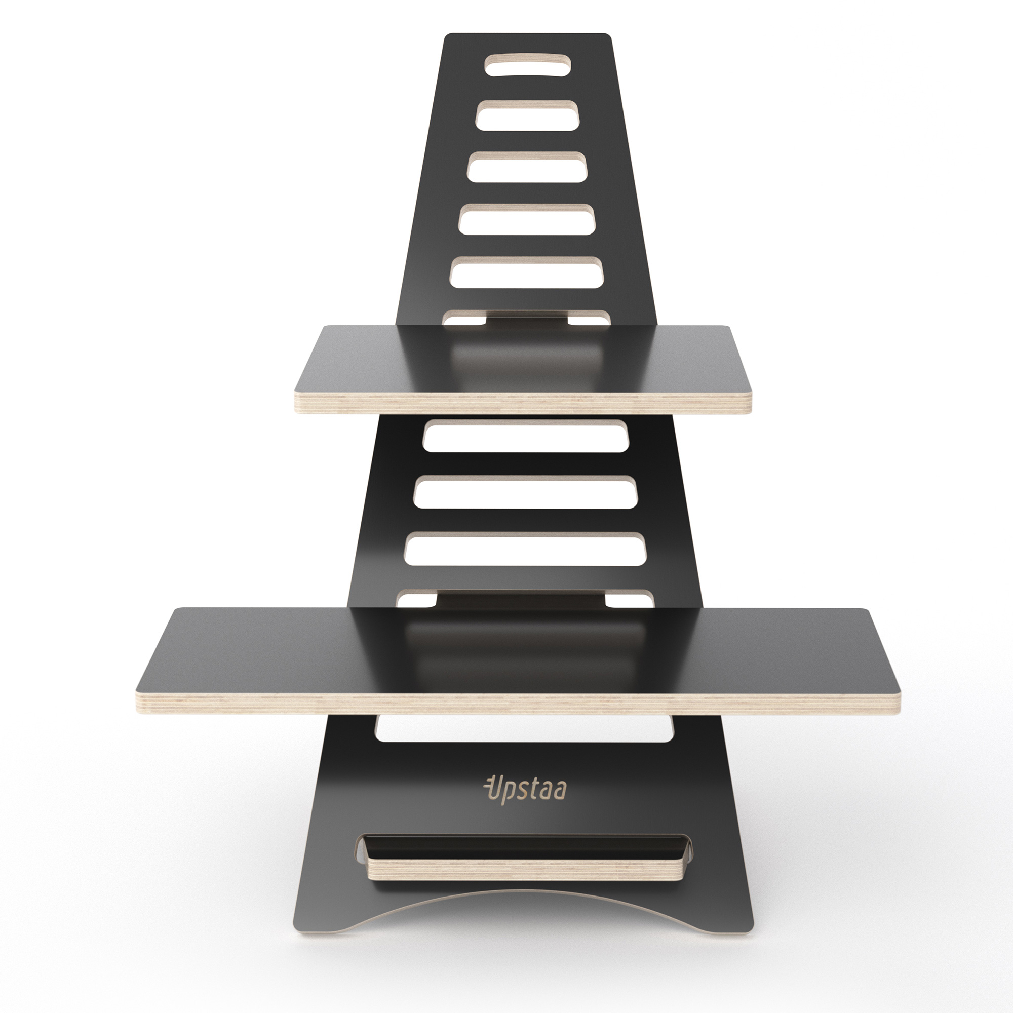 Schreibtischaufsatz Upstaa höhenverstellbarer Stehschreibtisch-Aufsatz in Schwarz – ergonomisches Holzdesign für stilvolles Arbeiten im Home-Office