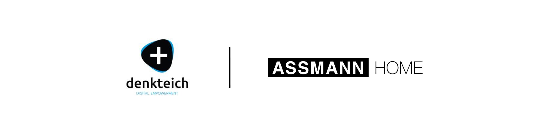 Logo von DenkTeich und Assmann Home, verbunden durch eine Linie.