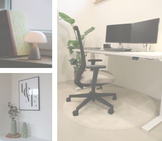 Homeoffice-Arbeitsplatz mit höhenverstellbarem Schreibtisch und ergonomischem Stuhl