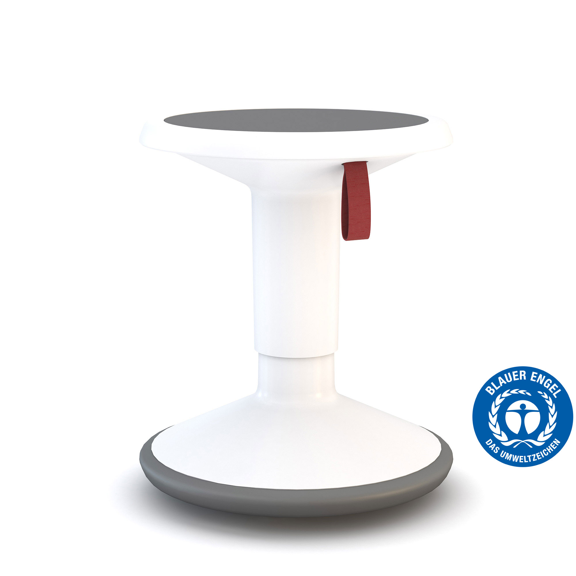 Ergonomischer Hocker in Weiß mit 'Blauer Engel'-Umweltsiegel