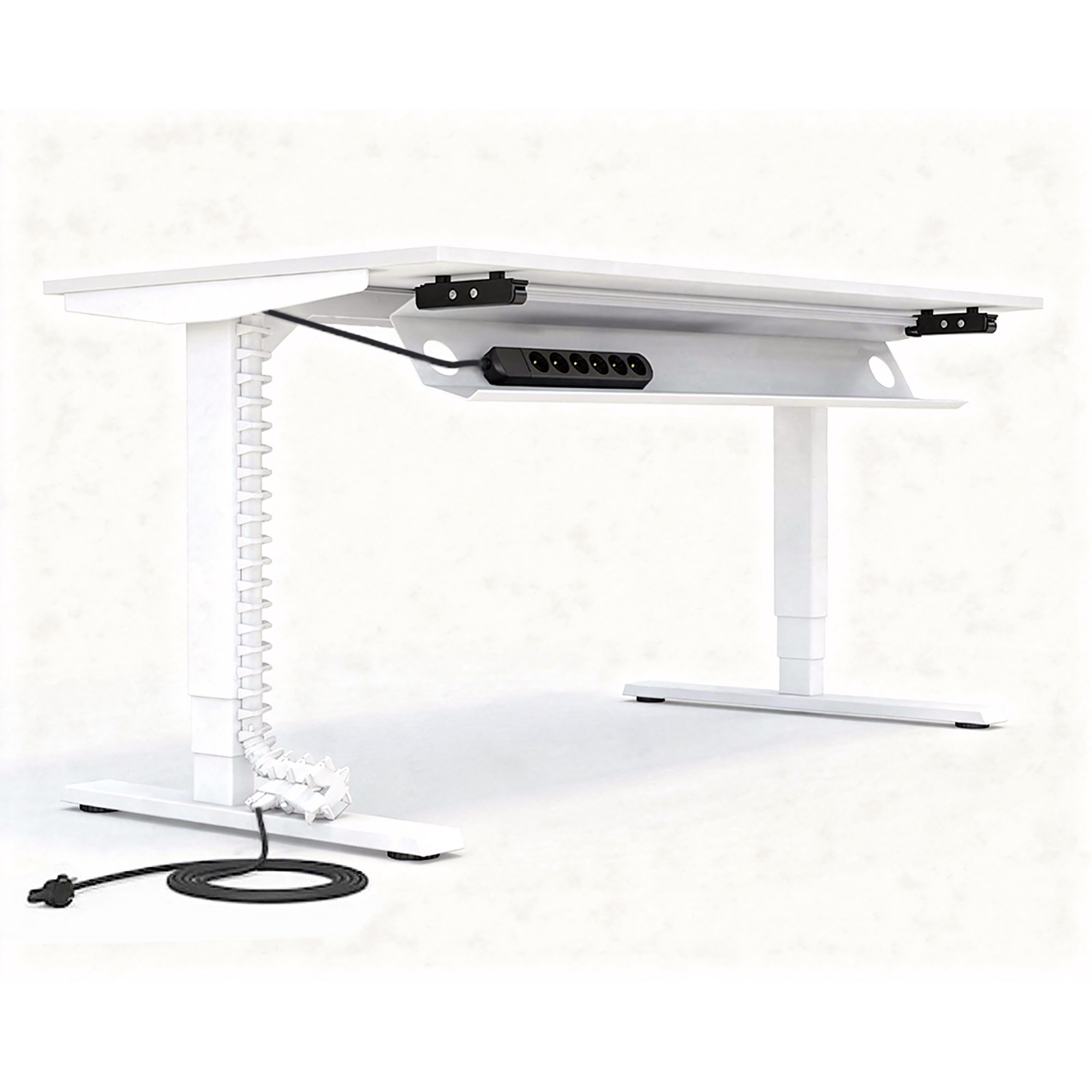 Horizontaler Kabelkanal Flex-big + Vertikale Kabelführung + 6-fach Steckdose