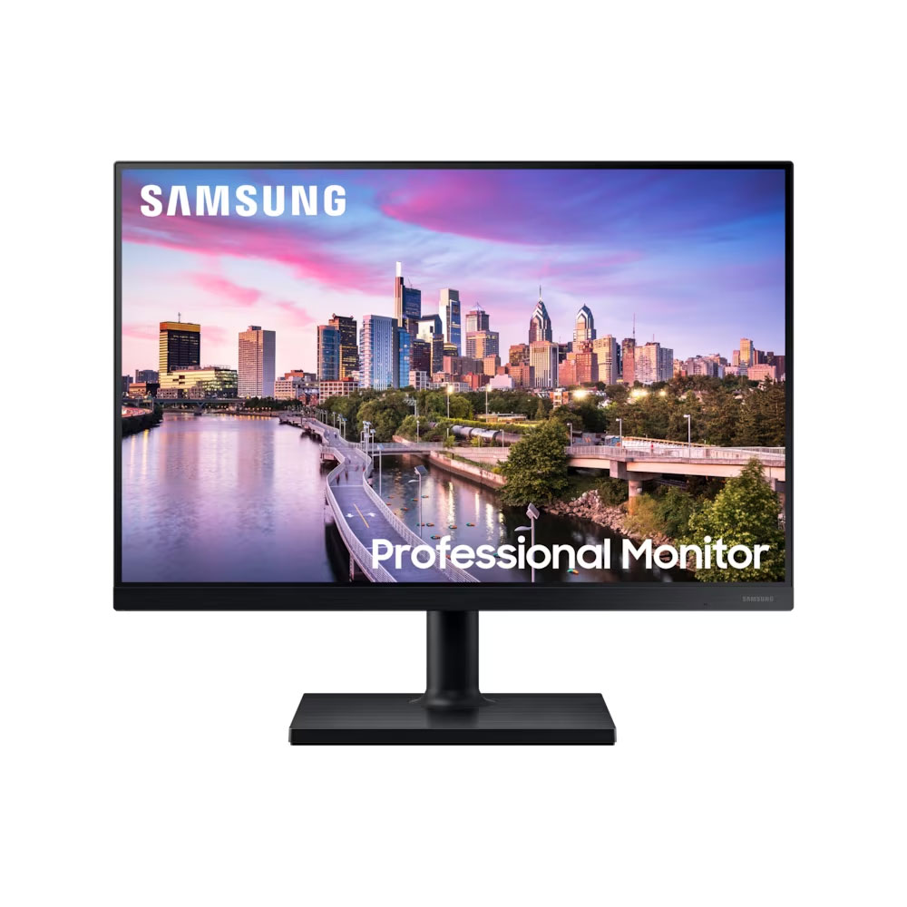 Monitor Samsung LCD F24T450GYU 24 Zoll Samsung Professional Monitor mit Stadtansicht auf dem Bildschirm.