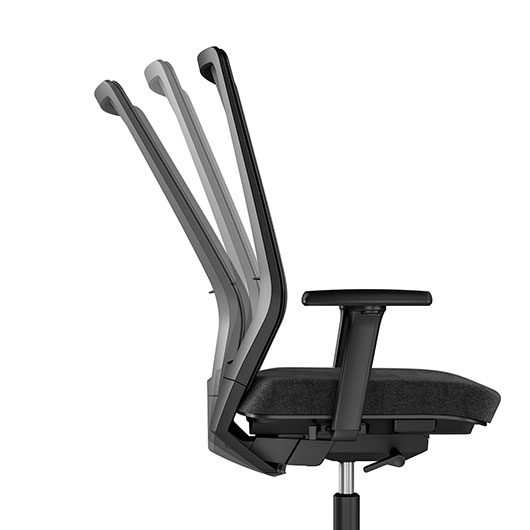 Schwarzer ergonomischer Bürodrehstuhl mit ergonomisch einstellbarer Rückenlehne und gepolsterter Sitzfläche