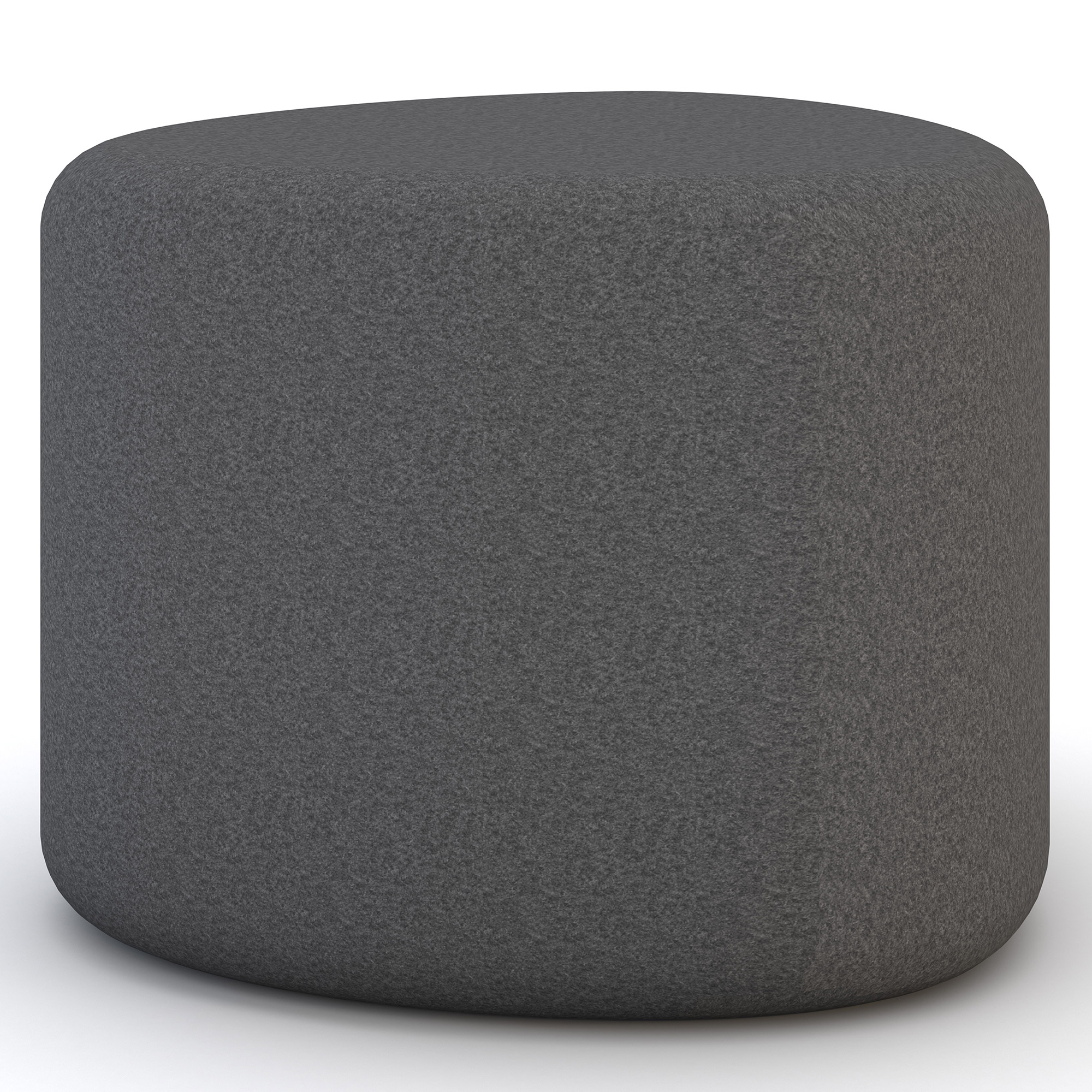 Hocker Messina Ein grauer, runder Pouf.
