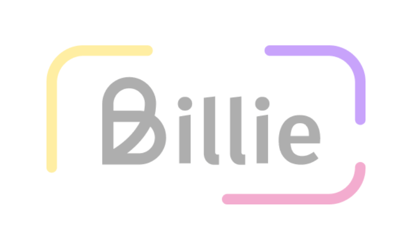 Billie Logo mit farbigen Rahmen als Hinweis auf angebotene Zahlungsmöglichkeit im B2B-Bereich