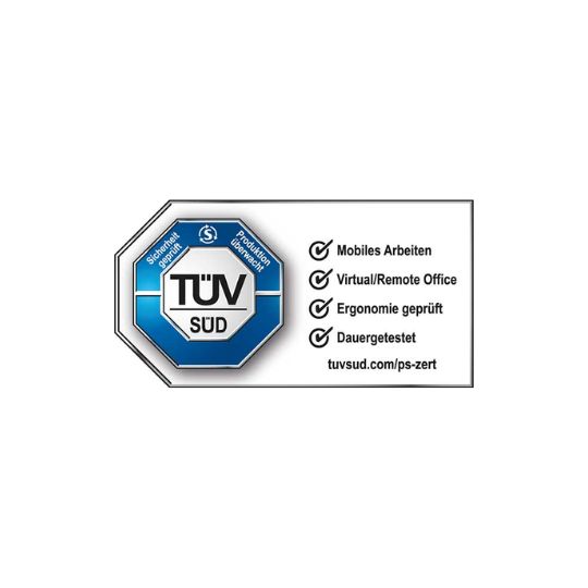 TÜV-Siegel für ergonomisch geprüfte und dauerhaft getestete Produkte.