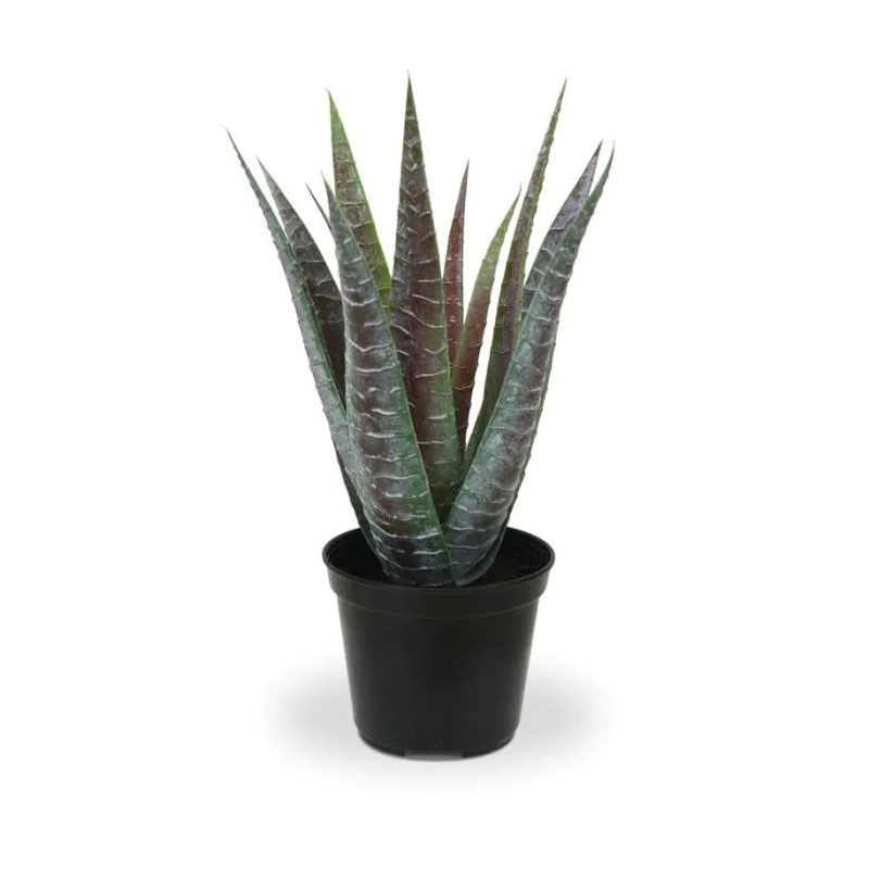 Kunstpflanze Aloe Vera Künstliche Aloe Vera in schwarzem Blumentopf mit spitzen Blättern