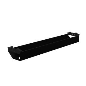 Horizontaler Kabelkanal Flex-small Ein schwarzes Metallregal oder eine Halterung, länglich und rechteckig.